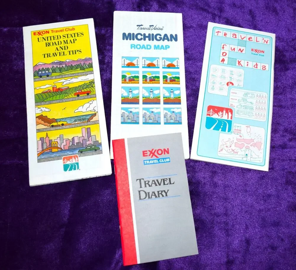 1984 Exxon United States Gas Station Road Map Michigan Road Map and +